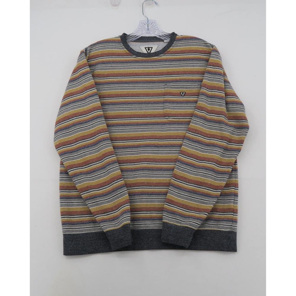 Vissla Mens Large Striped‎ Pocket Crewneck Sweatshirt Multi Color M602URIV